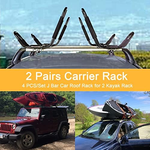 PIRIPARA Kayak Roof Rack 2 Pairs J-Bar Carrier Holder - Image 2