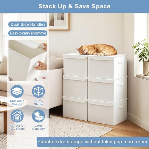 Bagnizer Large 22 Quart Linen Fabric Foldable Storage Bin Cube Organizer Basket - Image 5