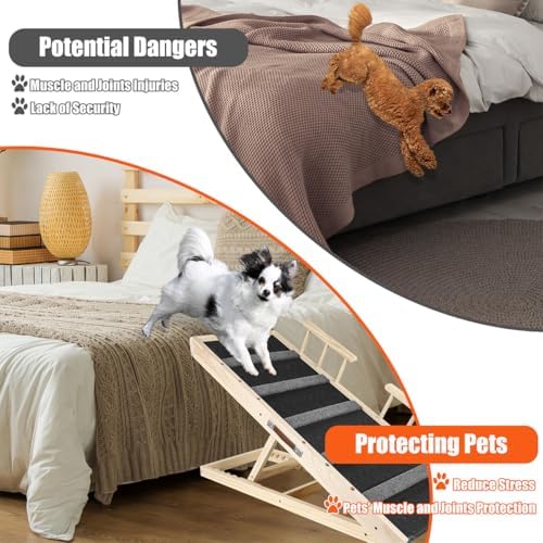 GaliGali Dog Ramp Adjustable Portable Folding Pet Ramp Grey 43.3" Long - Image 7
