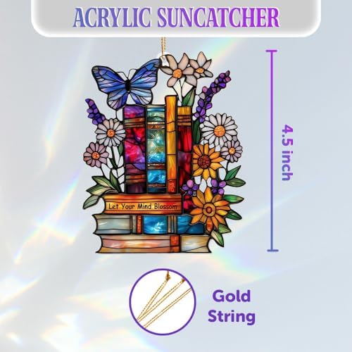 Book Ornament – ​​Stained Glass Style Acrylic Christmas Ornament with, Teacher - Image 4