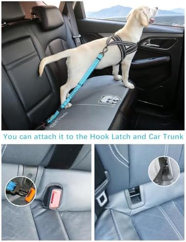 AUBELL Dog Seat Belt for Car, Updated 3-in-1 Bungee Dog Car Harness - Image 2