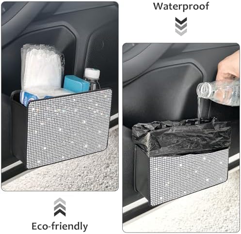 Accmor Bling Car Trash Can, Foldable Vehicle Trash Bin Dustbin Garbage - Image 5
