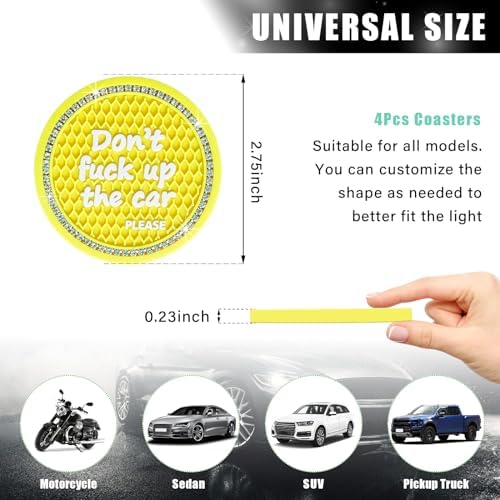 Ziciner 4 Pack Bling Car Cup Holder Coaster, 2.75 Inch Anti-Slip Auto Insert - Image 2