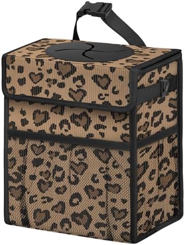 Corduroy Car Trash Can with Lid and Mesh Pockets by Unknown