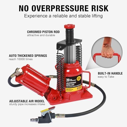 Big RED Air Jack, 20 Ton Hydraulic Bottle Jack, Lift Range 7-1/16" to 12-5/8" - Image 5