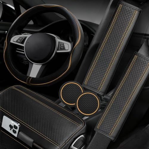 NBTEPEM 6 PCS Car Steering Wheel Cover Set, Microfiber Leather Steering Wheel by NBTEPEM
