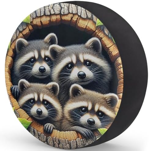 Rv Spare Tire Cover Wheel Funny Animal Raccoon Tire Covers Wheel Protectors - Image 2