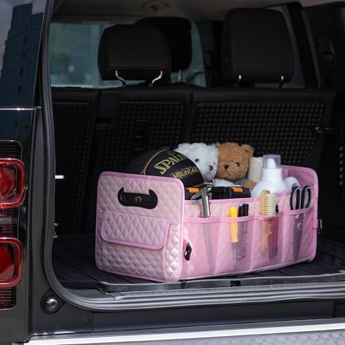 JiatuA Car Trunk Organizer for SUV, Collapsible Car Storage Organizer Pink - Image 3