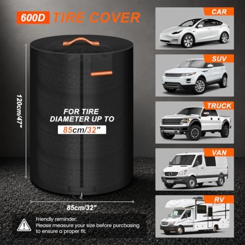 Tire Storage Cover, 600D Heavy Duty Holds 4 Tires Up to 32 Inch - Image 2