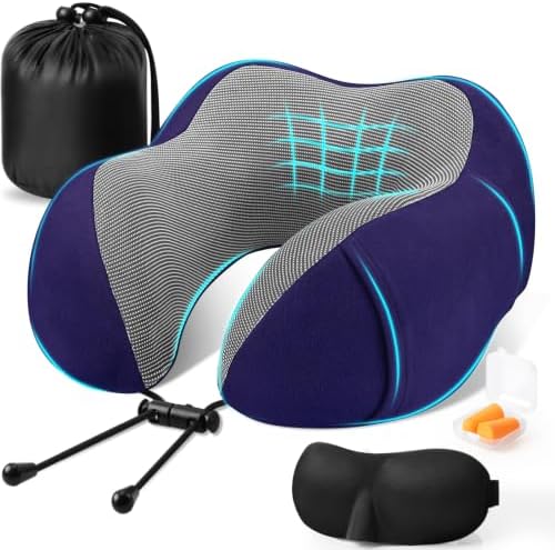 CloudBliss Neck Pillow for Airplanes, Memory Foam Travel Pillow by CloudBliss