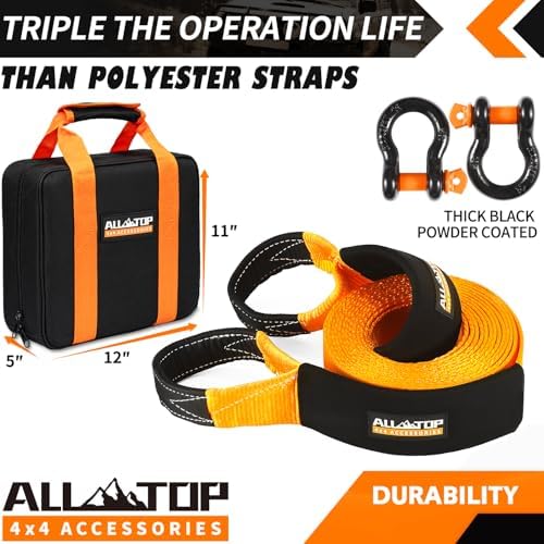 ALL-TOP Extreme Duty Tow Strap Recovery Kit: 4inch x 20ft 100% Nylon and 22% - Image 4