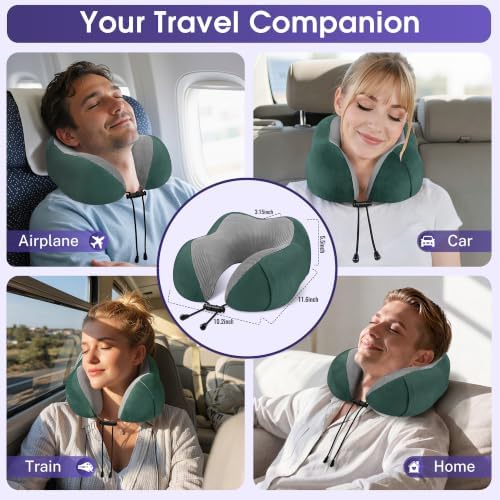 CloudBliss Memory Foam Travel Neck Pillow Airplane, 2 Pack - Image 7