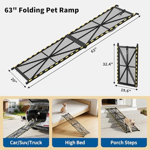 63" × 20" Vehicle Pet Ramp, Steel Dog Ramp - Image 2