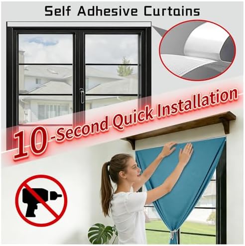 100% Self Adhesive Blackout Curtains- Stick on Curtains Shades Window Blinds - Image 3