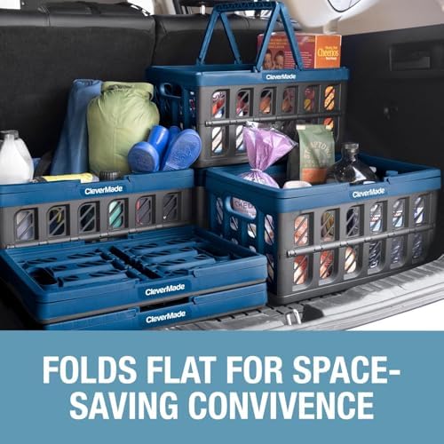 CleverMade Collapsible Shopping Basket, 24L Storage Crate, 1 Pack - Image 3