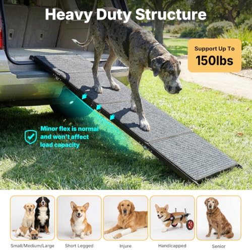 Veehoo Foldable Dog Ramp for Car Truck SUV Extra Large Wide 71" L 20" W - Image 5