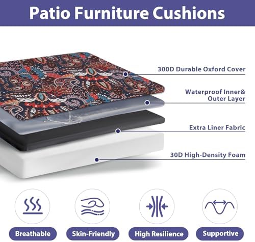 IPYNBAP Outdoor Chair Cushions Set of 4 -Waterproof Outdoor Seat Cushions - Image 2