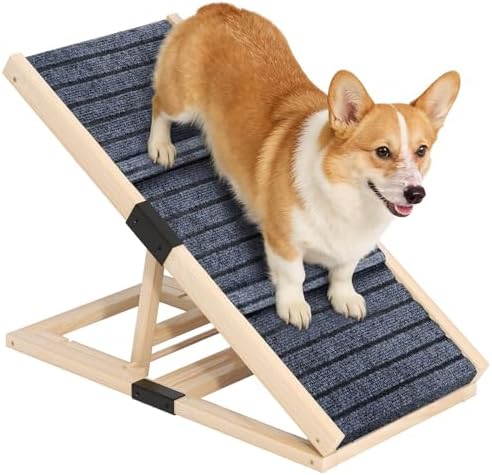 Adjustable Wooden Dog Ramp for Small Dogs, 27.6" Long x 11.8" Wide by YOUCANPET