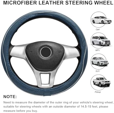 Car Steering Wheel Cover, 15 Inch Anti-Slip Breathable Leather Auto Steering - Image 2