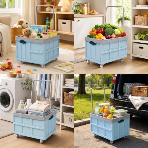Collapsible Storage Bins with Lids, Folding Plastic Stackable Utility Crates 30L - Image 3