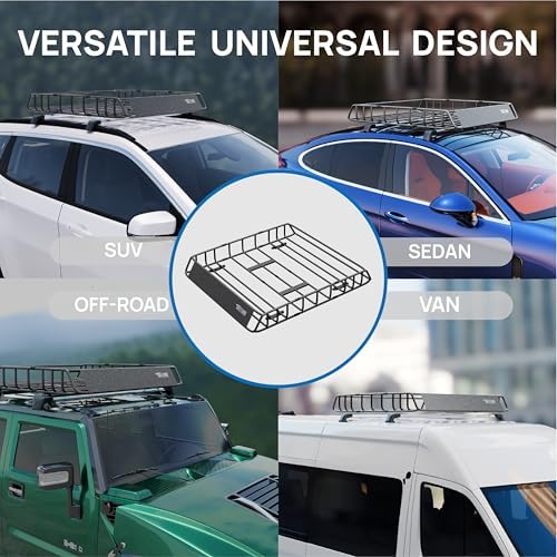 Bonnlo 250lbs Rooftop Cargo Carrier, 46×36×6inch Universal Roof Rack Basket - Image 6