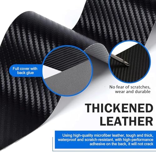 5PCS Leopard Heart Car Door Sill Sticker Carbon Fiber Leather Auto Decal - Image 5