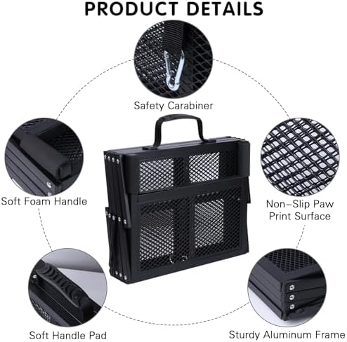 DGSL Folding Dog Stairs for Car, Mesh 16.9" Wide 4-Step Non-Slip Pet Steps - Image 4