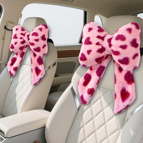 2 Pack Bow Car Headrest Pillow Comfortable Soft Plush Head Rest Cushion by iHUFeather