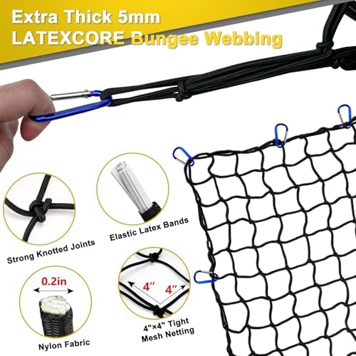 5'x7' Truck Cargo Net Stretches to 9'x12' Super Duty Bungee - Image 4