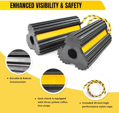 MAXXHAUL 51244 Solid Rubber Wheel Chock, 4 Pack, Heavy Duty - Image 3