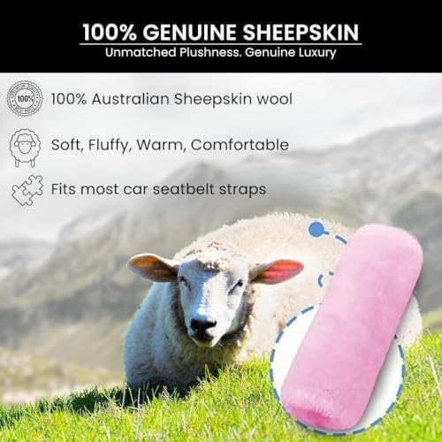 Andalus Genuine Sheepskin Car Seat Belt Cover Pad – Soft Fuzzy, Comfy Fluffy - Image 2