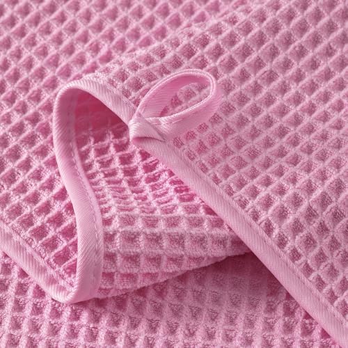 Microfiber Waffle Hand Towels, 4 Pieces, Fast Drying, Lint Free 430 GSM - Image 3