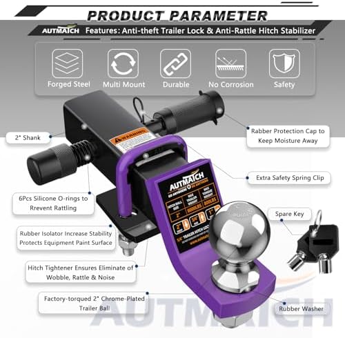 AUTMATCH Trailer Hitch Ball Mount - Image 4