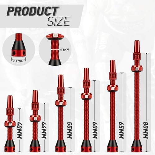 BWSHLF Tubeless Presta Valve Stem 40/44/55/60/65/80/100 mm, Super Light Alloy - Image 3