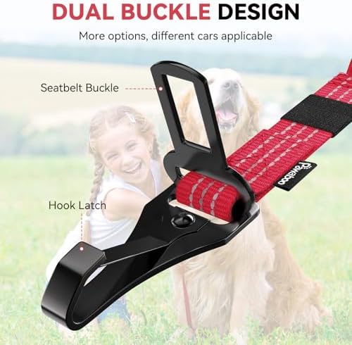 Pawaboo Dog Seatbelt for Car, 3-in-1 Dog Seat Belt Bungee, Shockproof Dogs - Image 3