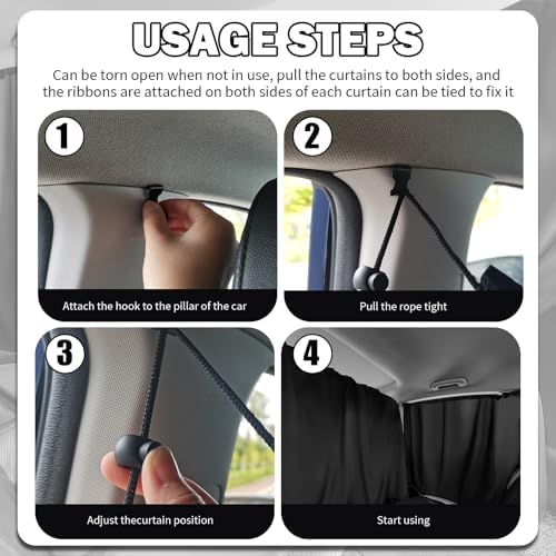 3PCS Car Privacy Curtains, Portable Cars Windows Curtains - Image 3