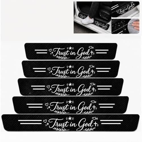 5PCS Trust Car Door Sill Protector, Carbon Fiber Leather Sill Stickers by TnLnYn