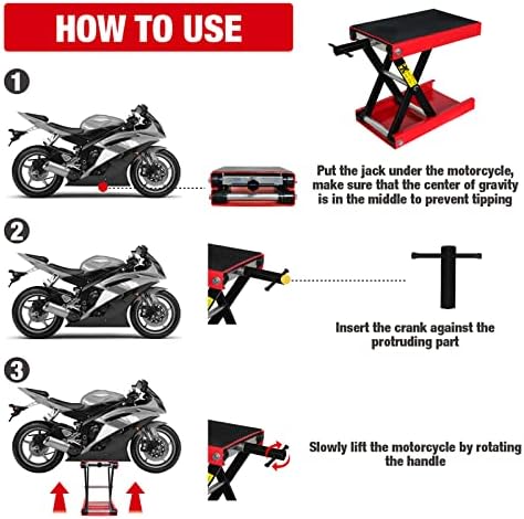 Torin ATRM01101B Portable Steel Motorcycle Lift Scissor Jack: Wide Deck Hoist - Image 5