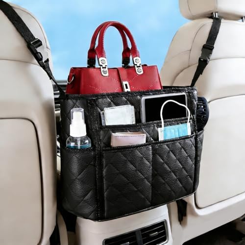 Car Purse Holder Between Seats, Car Storage Organizer, Leather Large Capacity by Unknown