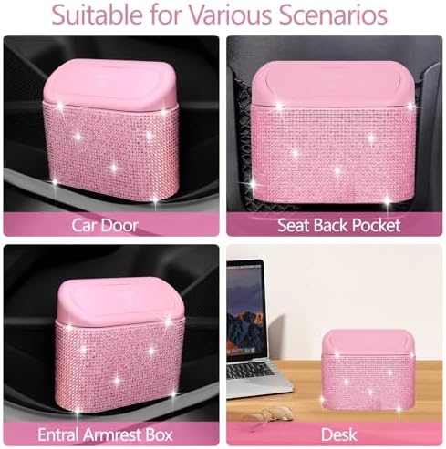 NBTEPEM Bling Pink Car Trash Can - Image 7