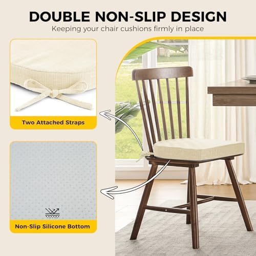 downluxe Indoor Chair Cushions for Dining Chairs, Foam Kitchen Chair Pads - Image 4