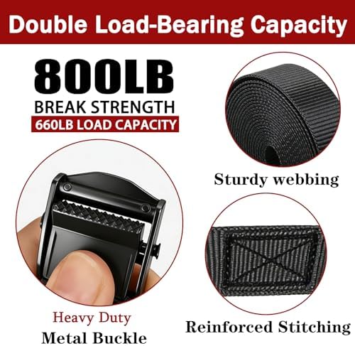 Lashing Straps with Buckles, 1 Inch × 12 Feet, Cargo Tie-Down Strap - Image 2
