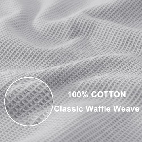 Homaxy 100% Cotton Waffle Weave Kitchen Towels, 8 Pack, Light Grey - Image 2