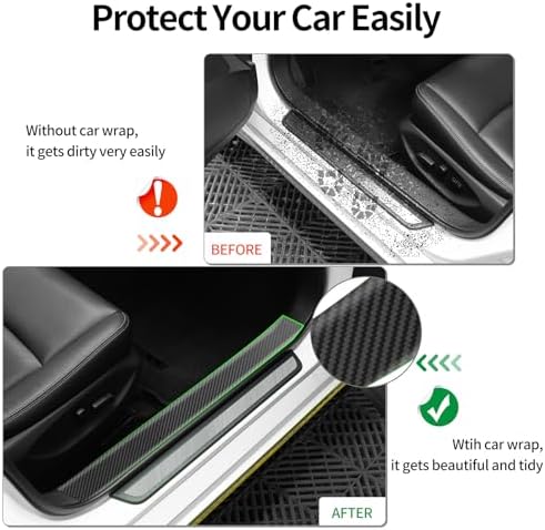 Carbon Fiber Wrap Tape for Car Door Sill Protector, Waterproof - Image 2