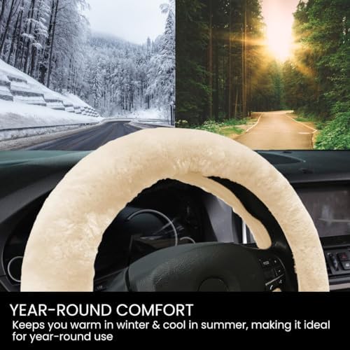 Andalus Brands Luxury Fluffy Car Steering Wheel Covers – Genuine Merino - Image 6