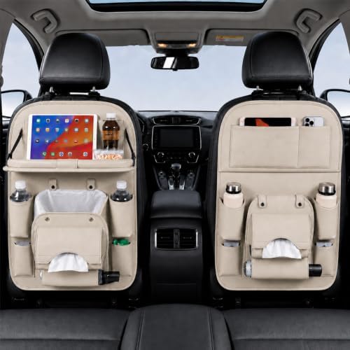 Backseat Car Organizer with Tray, 1 Pack Leather Seat Storage - Image 3