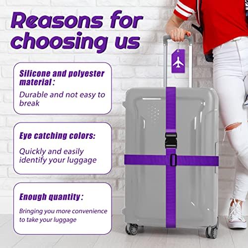 Weewooday 8 Pcs Luggage Straps Suitcase Tags Set - Image 4