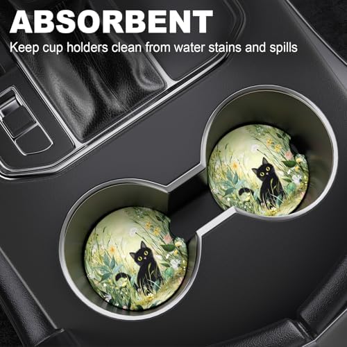 2 Pack Car Cup Holder Coaster, 2.63 inch Anti Slip Insert Absorbent Ceramic Car - Image 2