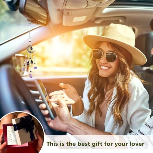 Car Rear View Mirror Accessories Cute Hanging Ornament, Unique Moon Boho - Image 4