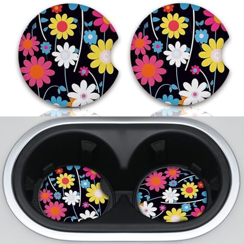 2pcs Colorful Flowers Car Cup Holder Coasters, Universal Non Slip Car by Unknown